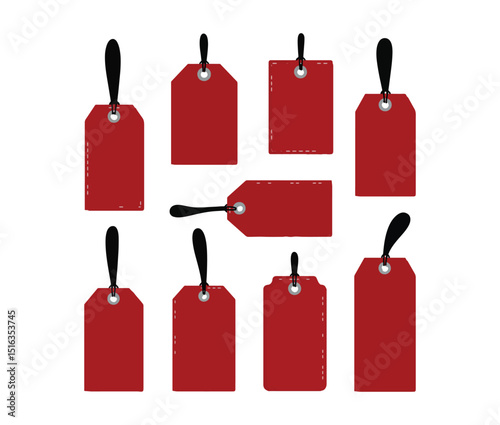 Price tags with red ribbon