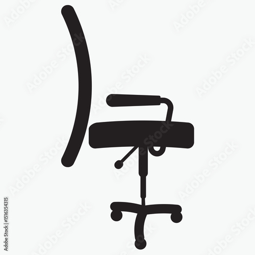 Black leather office armchair with metal frame isolated on white background