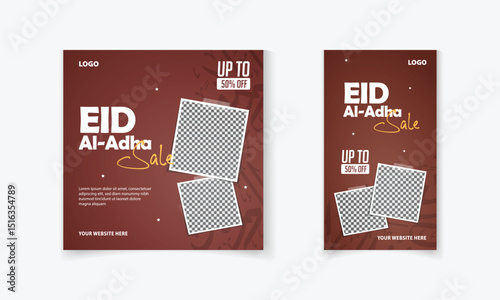 Eid al Adha discount, Eid offers social media post and story template with Arabic calligraphy vector