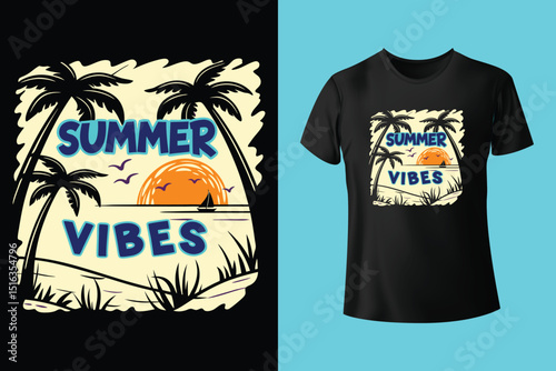 Summer T-Shirt Design – Tropical Beach, Sunshine, and Vacation Graphic Tee