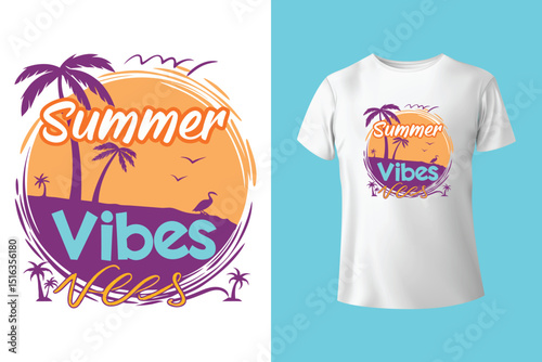 Summer T-Shirt Design – Tropical Beach, Sunshine, and Vacation Graphic Tee