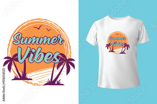 Summer T-Shirt Design – Tropical Beach, Sunshine, and Vacation Graphic Tee