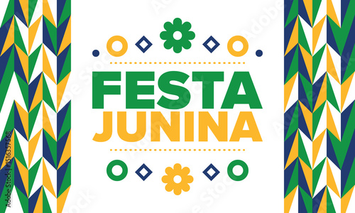 Festa Junina in Brazil. Brazilian festival. Happy holiday. Brazil flag. Carnival and parade. Summer fun party. Vector illustration