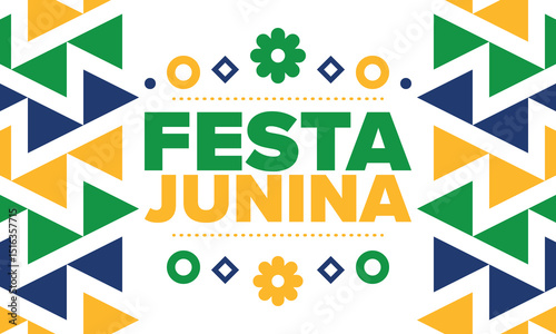 Festa Junina in Brazil. Brazilian festival. Happy holiday. Brazil flag. Carnival and parade. Summer fun party. Vector illustration