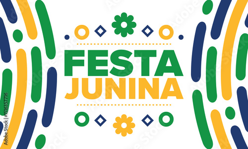 Festa Junina in Brazil. Brazilian festival. Happy holiday. Brazil flag. Carnival and parade. Summer fun party. Vector illustration