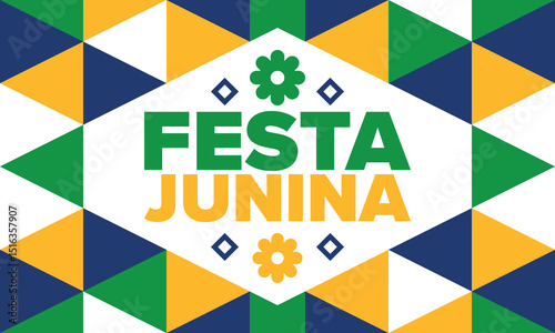 Festa Junina in Brazil. Brazilian festival. Happy holiday. Brazil flag. Carnival and parade. Summer fun party. Vector illustration