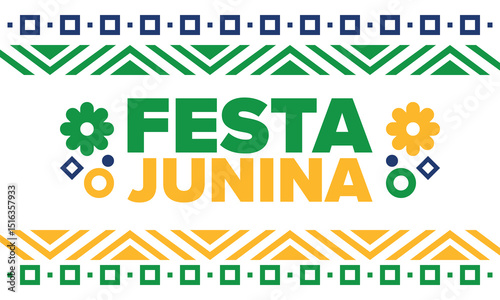 Festa Junina in Brazil. Brazilian festival. Happy holiday. Brazil flag. Carnival and parade. Summer fun party. Vector illustration