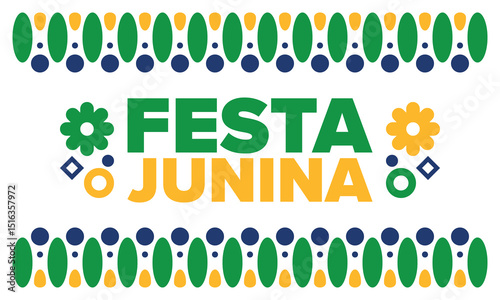 Festa Junina in Brazil. Brazilian festival. Happy holiday. Brazil flag. Carnival and parade. Summer fun party. Vector illustration