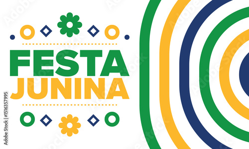 Festa Junina in Brazil. Brazilian festival. Happy holiday. Brazil flag. Carnival and parade. Summer fun party. Vector illustration