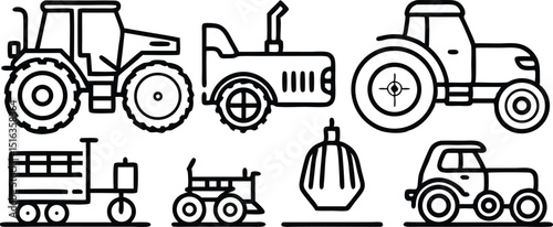 Farm Vehicles Tractor, Trailer, and More –  Agriculture Icon Set