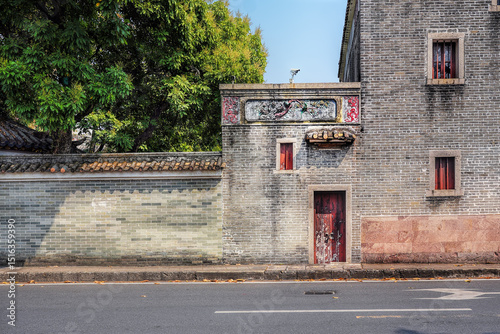 Foshan city, Guangdong, China. Wu Family Courtyard, now the Jiujiang Overseas Chinese Museum in Nanhai district. A rare combination of Chinese Lingnan and Western styles characteristics.