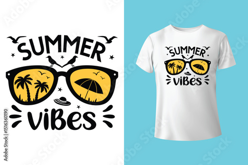 Summer T-Shirt Design – Beach Vibes, Tropical Sunshine, and Vacation Fun Graphic Tee