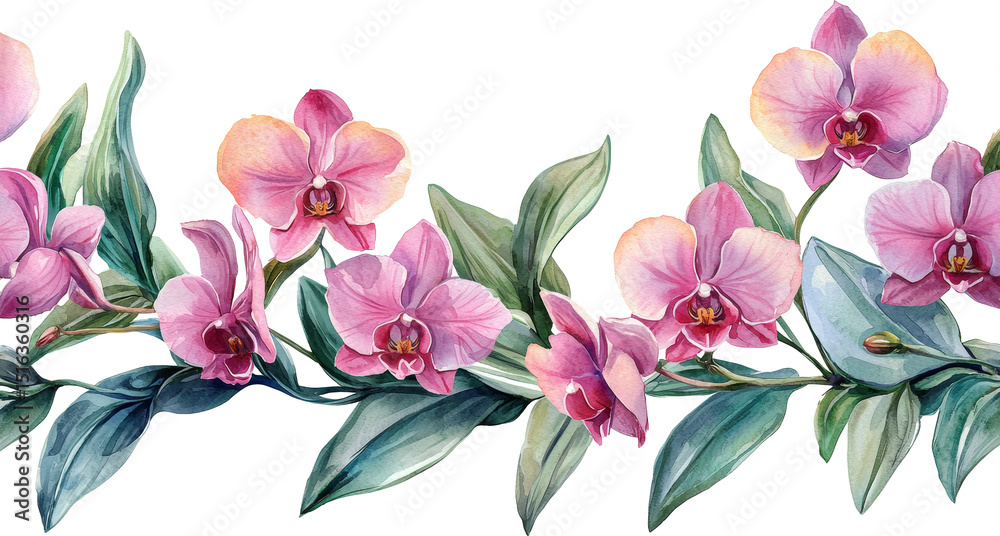 Fototapeta premium orchid watercolor illustration painting drawing art 