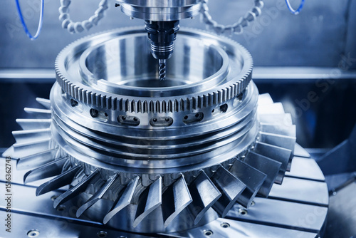 Tableau sur toile Advanced five axis arm CNC machine milling processing large turbine wheel compon