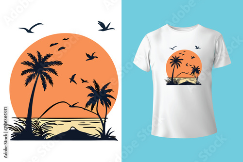 Summer T-Shirt Design – Tropical Beach, Sunshine, and Vacation Graphic Tee