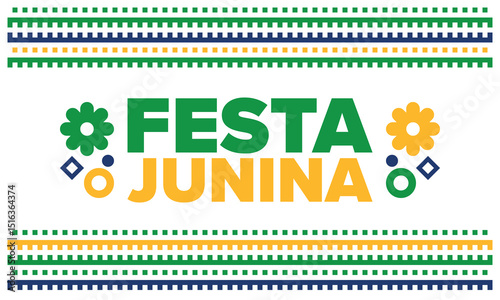 Festa Junina in Brazil. Brazilian festival. Happy holiday. Brazil flag. Carnival and parade. Summer fun party. Vector illustration