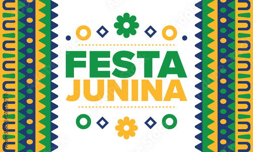 Festa Junina in Brazil. Brazilian festival. Happy holiday. Brazil flag. Carnival and parade. Summer fun party. Vector illustration
