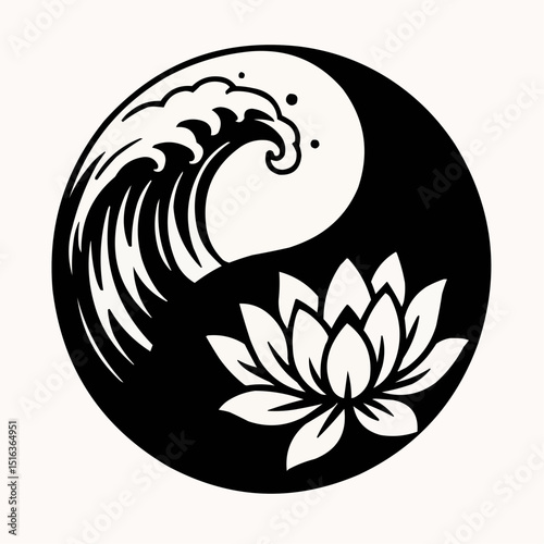 Abstract black and white floral design with a phoenix bird, a decorative vector art illustration perfect for tattoo, pattern, or tribal ornament