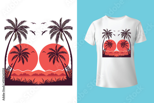 Summer T-Shirt Design – Tropical Beach Vibes and Sunny Vacation Graphic Tee