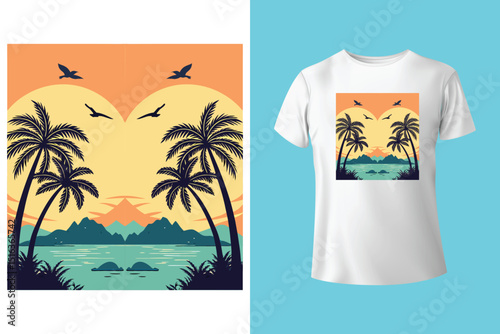 Summer T-Shirt Design – Tropical Beach Vibes and Sunny Vacation Graphic Tee