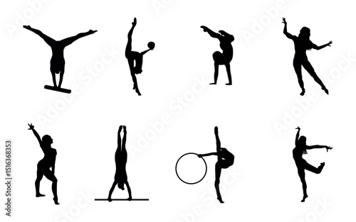 Vector set Silhouette of Gymnastic