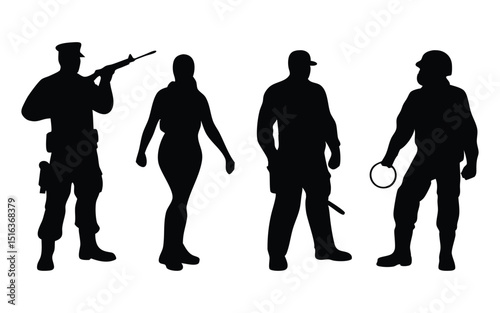 Security people vector silhouette