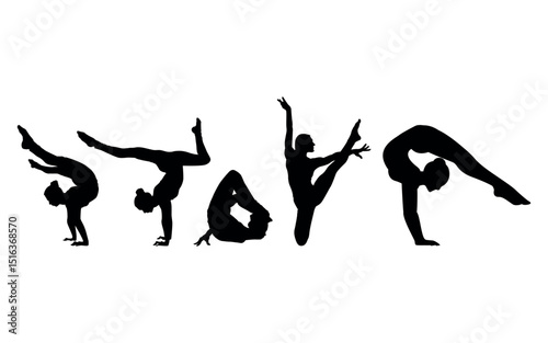 Vector set Silhouette of Gymnastic