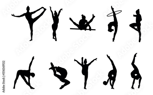 Vector set Silhouette of Gymnastic