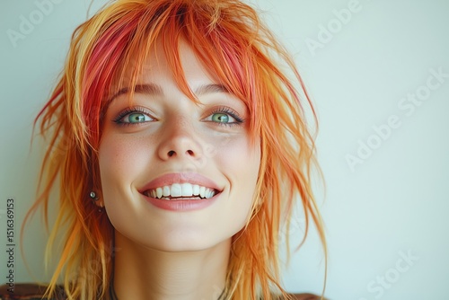 Joyful Happy Woman Colorful People Portrait photo