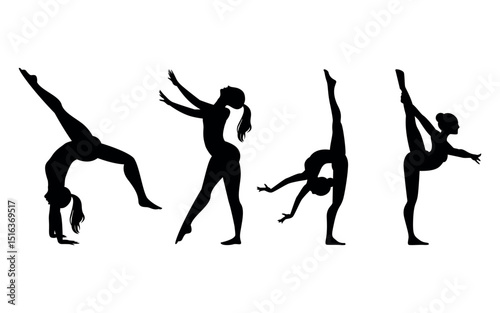 Vector set Silhouette of Gymnastic