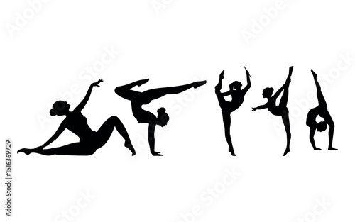 Vector set Silhouette of Gymnastic