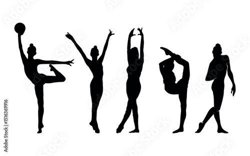 Vector set Silhouette of Gymnastic