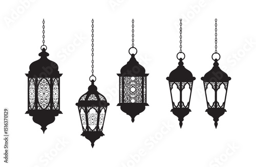 Elegant Collection of Hanging Lanterns  Islamic-Inspired Silhouette Designs for Festive Decorations