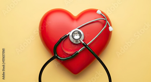 Red heart symbol medical stethoscope healthcare hope wellness love