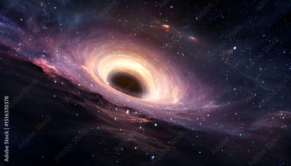 Fototapeta premium A black hole surrounded by stars in deep space -