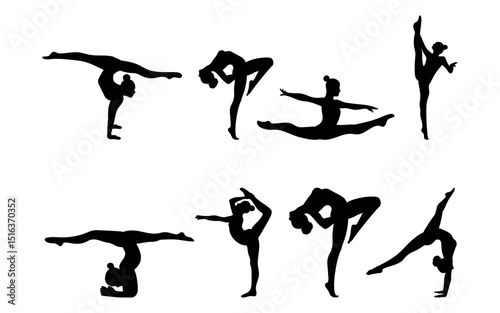 Vector set Silhouette of Gymnastic