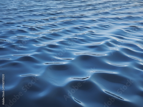 A serene high-resolution photograph of calm blue water with gentle ripples, creating a peaceful and abstract texture. Perfect for backgrounds or tranquil themes. photo
