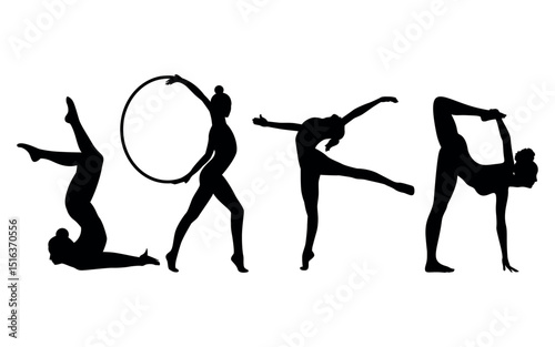 Vector set Silhouette of Gymnastic