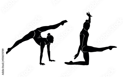 Vector set Silhouette of Gymnastic