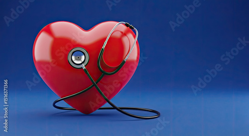 Healthy heart symbol medical care concept hope for life vibrant red heart stethoscope