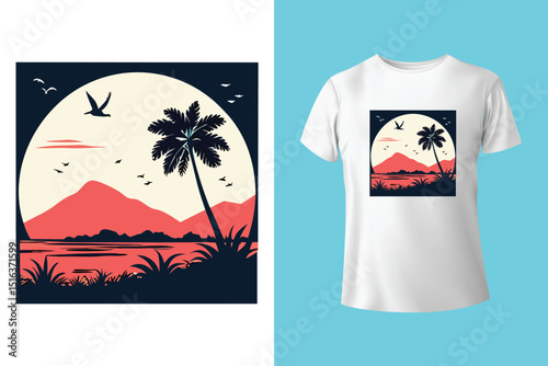 Summer T-Shirt Design – Tropical Beach Vibes and Sunny Vacation Graphic Tee