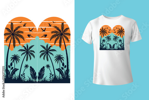 Summer T-Shirt Design – Tropical Beach Vibes and Sunny Vacation Graphic Tee