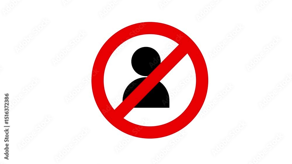 ban icon with contact icon animation on a white background