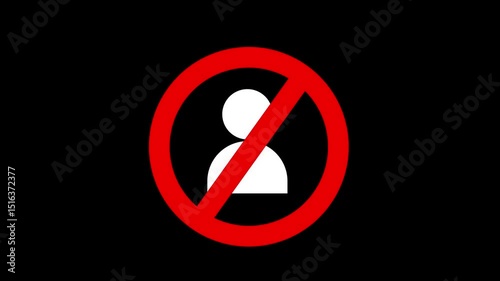 ban icon with contact icon animation on a black background