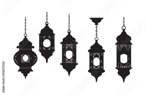 Elegant Collection of Ornate Hanging Lanterns Silhouette Designs for Festive Decor