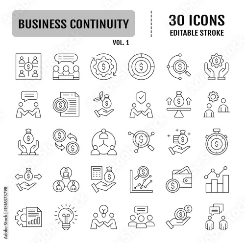 Business Continuity line icon set. Editable stroke. Vector ilustration