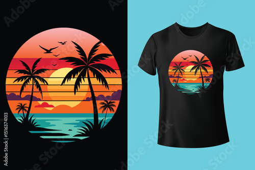 Summer T-Shirt Design – Tropical Beach Vibes and Sunny Vacation Graphic Tee