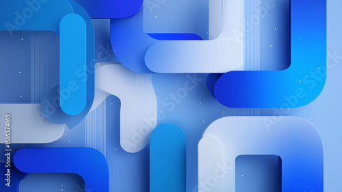 Abstract blue geometric flowchart symbolizing modern corporate efficiency and structured innovation