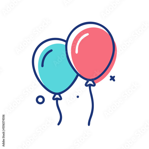 Balloon Party Icon Illustration Vector