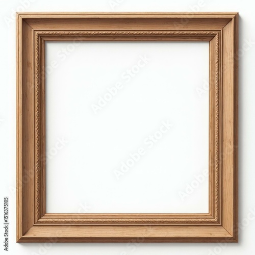 Elegant Ornate Wooden Picture Frame Mockup:  Empty, Isolated, Studio Shot for Interior Design, Art, and Advertising